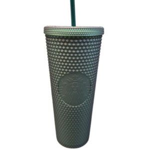 Venti Starbucks Cold Cup - Dark Green Soft Touch Studded  Spring 2022 Release